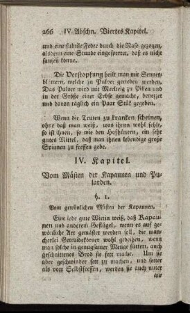 IV. Kapitel. Vom Mästen der Kapaunen und Pularden.