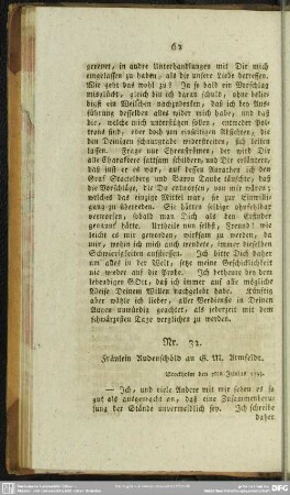Nr. 32. Fräulein Rudenschöld an G. M. Armfeldt. Stockholm den 7ten Junius 1793