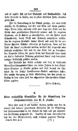 Ueber methodische Grundsätze für die Behandlung des Zeichenunterrichts, von C. L. Franke