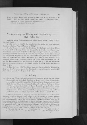 Versammlung zu Elbing und Marienburg. - 1426 Febr. 17.