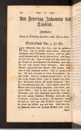 Am Feyertag Johannis des Täufers.