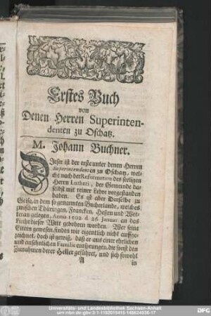 Erstes Buch von Denen Herren Superintendenten zu Oschatz.
