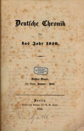 Deutsche Chronik. 1850,1. Jan. - Juni (1851)