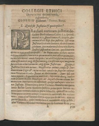 Collegii Ethici Disputatio decima tertia. Respondente Georgio Hübener
