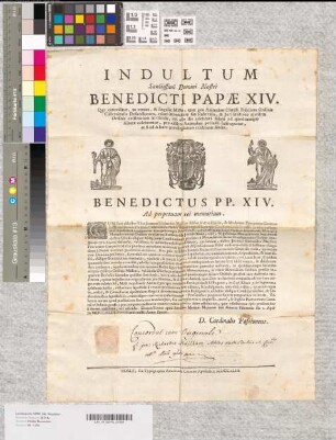 Indulgenz des Papstes Benedict XIV. für den Zisterzienserorden, betreffend Totenmessen.