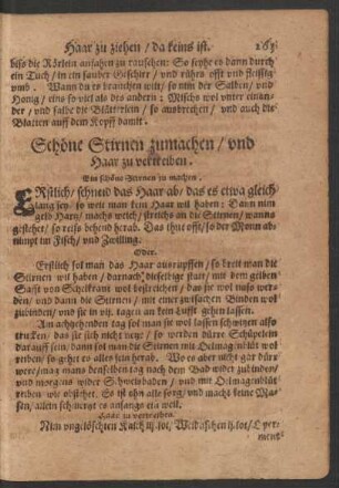 Schöne Stirnen zumachen/ und Haar zu vertreiben.