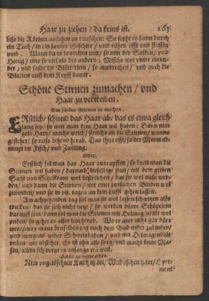 Schöne Stirnen zumachen/ und Haar zu vertreiben.