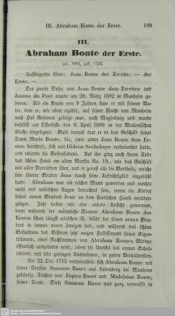 III. Abraham Bonte der Erste. geb. 1682, gest. 1732