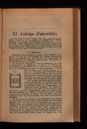 XI. Aufzüge (Fahrstühle).