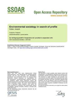 Environmental sociology in search of profile