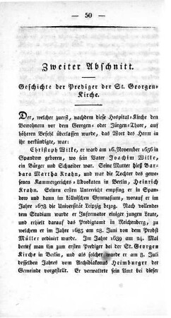 Zweiter Abschnitt: Geschichte der Prediger der St. Georgen-Kirche