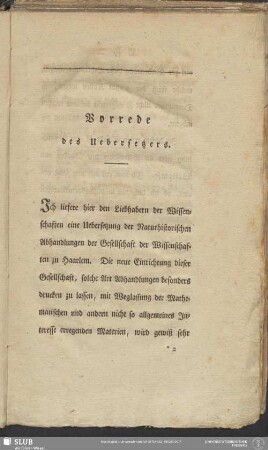 Vorrede des Uebersetzers