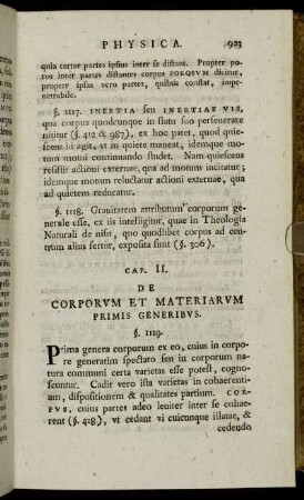 Cap. II. De Corporum Et Materiarum Primis Generibus