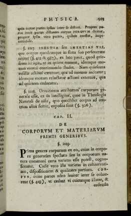 Cap. II. De Corporum Et Materiarum Primis Generibus