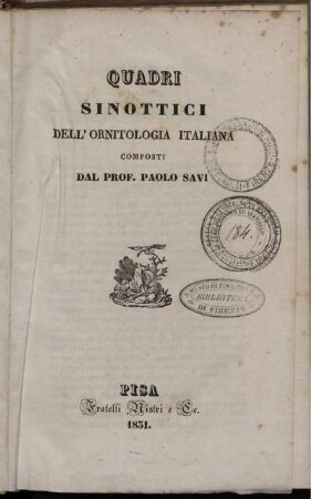 [Tomo Terzo Tabellen]: Quadri Sinottici Dell'Ornitologia Italiana