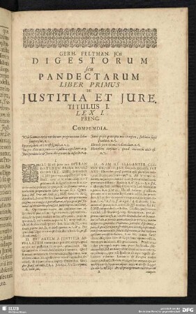Liber Primus De Justitia Et Jure