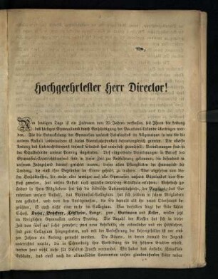 Hochgeehrtester Herr Director