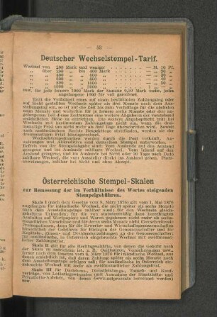 Deutscher Wechselstempel-Tarif.