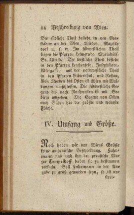 IV. Umfang und Größe.