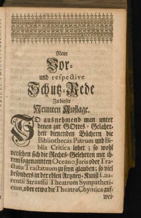 Neue Vor- und respective Schutz-Rede Zu dieser Neunten Auflage