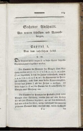 Sechster Abschnitt. Von neuen Lehrsätzen und Verwandlungen.