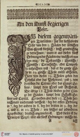 An den Kunst-begierigen Leser
