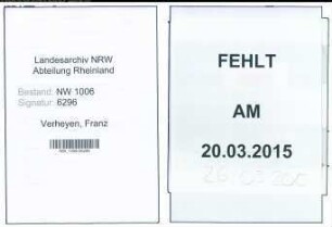 Entnazifizierung Franz Verheyen , geb. 18.08.1888 (Kohlenhaendler)