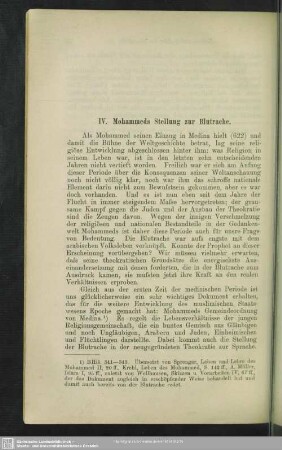 IV. Mohammeds Stellung zur Blutrache