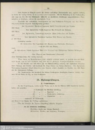 IX. Diplom-Prüfungen