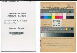 Entnazifizierung Johann Wagner , geb. 27.02.1896 (Maschinist)