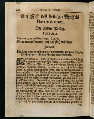 428-439, Am Fest des heiligen Apostels Bartholomaei. Die Andere Predig
