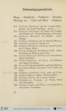 Schmuckgegenstände (Nr. 414-462)