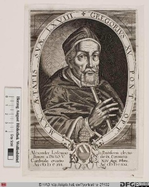 Bildnis Papst Gregor XV. (Alessandro Ludovisi) (reg. 9. 2. 1621 - 8. 7. 1623)