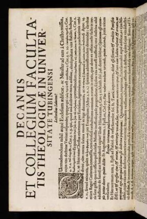 Decanus Et Collegium Facultatis Theologicae In Universitate Tubingensi Lectoribus Salutem!