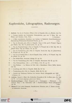 Kupferstiche, Lithographien, Radierungen (Nr. 1-44)