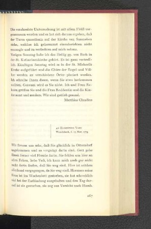 An Ernestine Voss Wandsbeck, den 13. November 1778