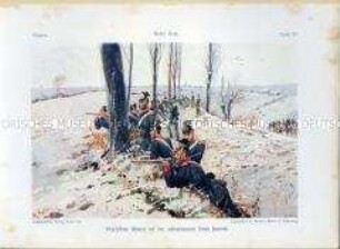 Uniformdarstellung, Ulanen, abgesessen im Feuergefecht, Preußen, 1910/1912. Tafel 36 aus: Knötel: Preußen, Unser Heer.