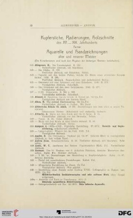 Kupferstiche, Radierungen, Holzschnitte, Aquarelle und Handzeichnungen (Nr.522-973)