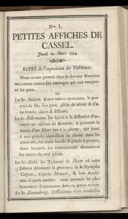 No L (Jeudi 11 Mars 1784)
