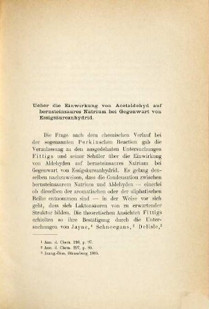 Einwirkung von Acetaldehyd auf bernsteinsaures Natrium bei Gegenwart von Essigsäure-Anhydrid