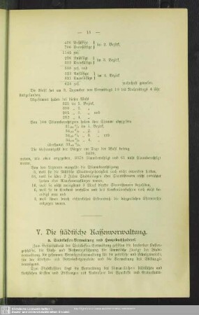 V. Die städtische Kassenverwaltung