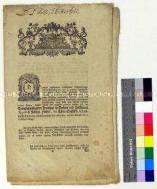 Mandat von Franz Xaver Prinz von Sachsen das Ausschreiben der Personensteuer betreffend