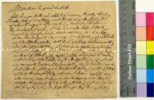 Brief des Friedrich II. Landgraf von Hessen-Homburg an den Vogt von Homburg de Werte (in deutscher und französischer Sprache)