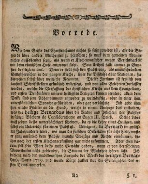 Rechte und Pflichten des Pabstes : Ein Auszug aus den Schriften des heiligen Bernardus an Pabst Eugen III.