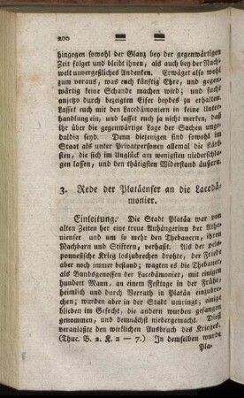 3. Rede der Platäenser an die Lacedämonier – 4. Rede der Lacedämonischen Bothschafter an die Athenienser