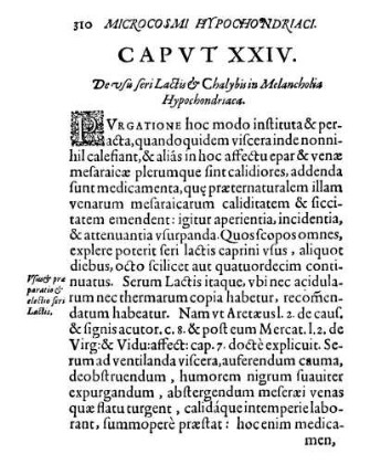Capvt XXIV. De vsu seri Lactis & Chalybis in Melancholia Hypochondriaca.