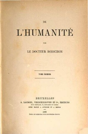 De l'humanité, 1