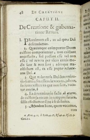 Caput II. De Creatione & gubernatione Rerum.