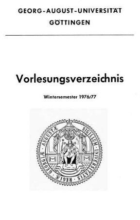 WS 1976/77: Vorlesungsverzeichnis