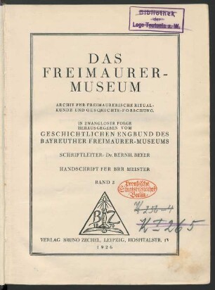 2.1926: Das Freimaurer-Museum